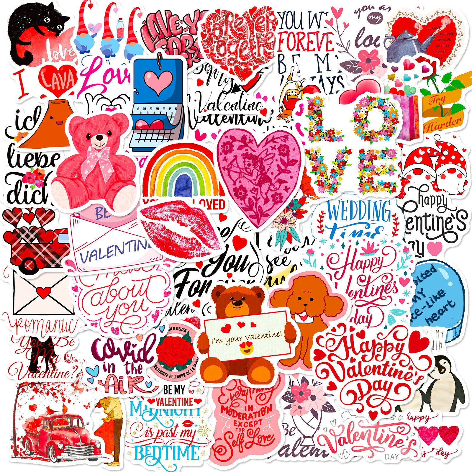 Wholesale 50pcs Valentine' s Day Stickers,  Love Wedding Valentine' s Day Stickers