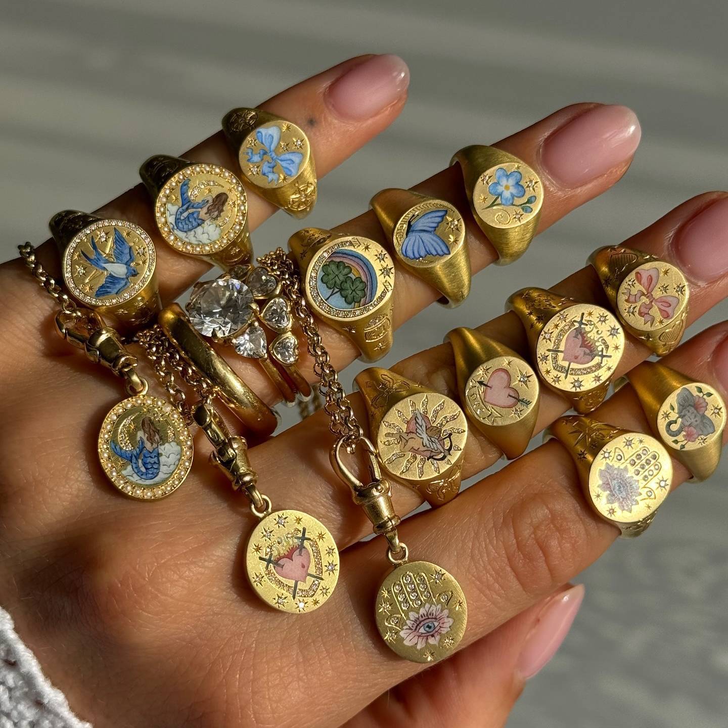 Wholesale Valentine' s Day Lion Mermaid Love Painting Stainless Steel Ring