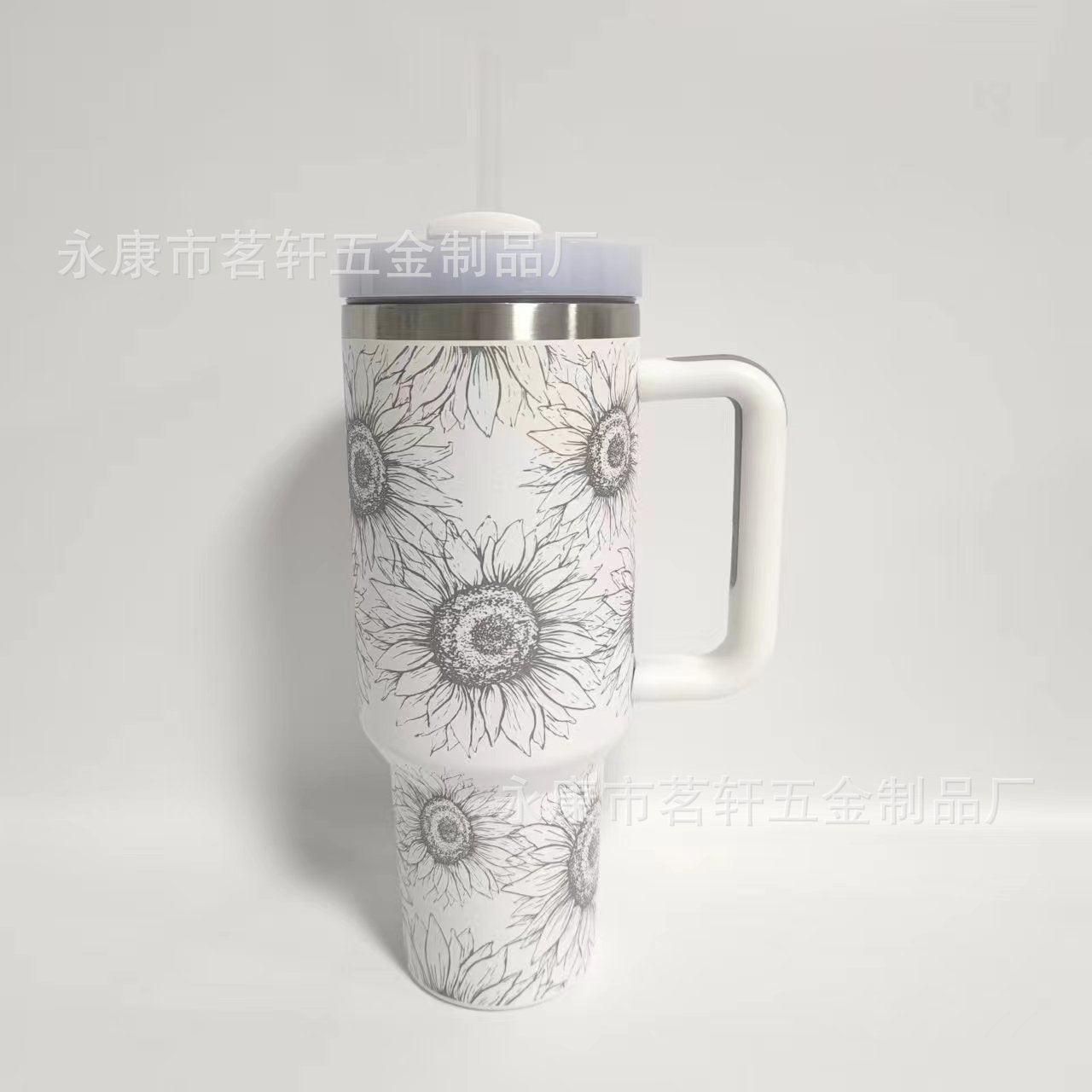 Wholesale Tumbler Ice Cup Laser Sunflower Car-mounted Stainless Steel Vacuum Insulated 40oz Handle Cup