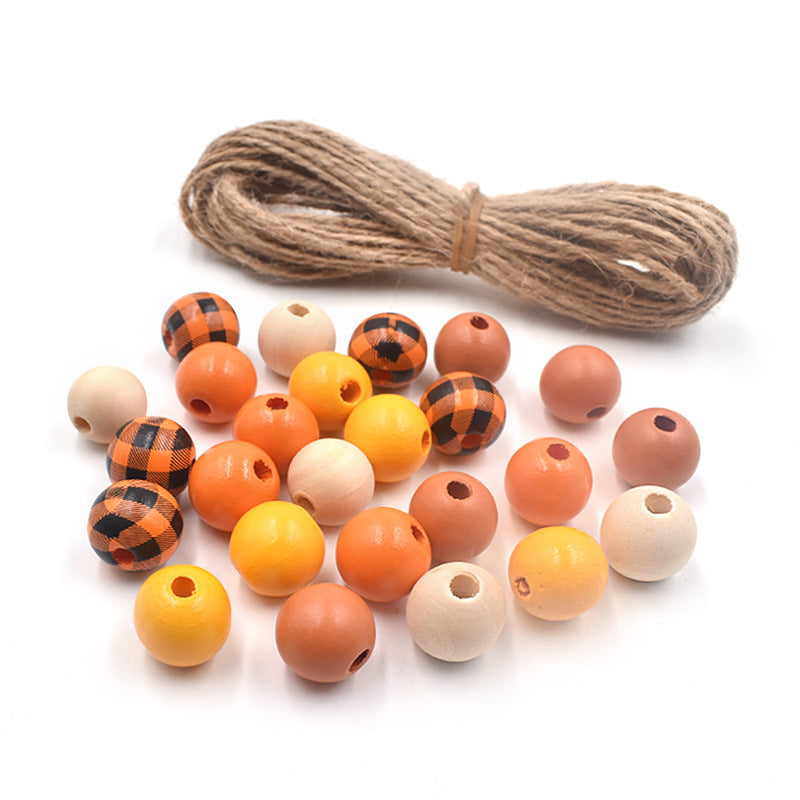 Wholesale 200PCS New Halloween Colorful Checkered DIY Wood Beads