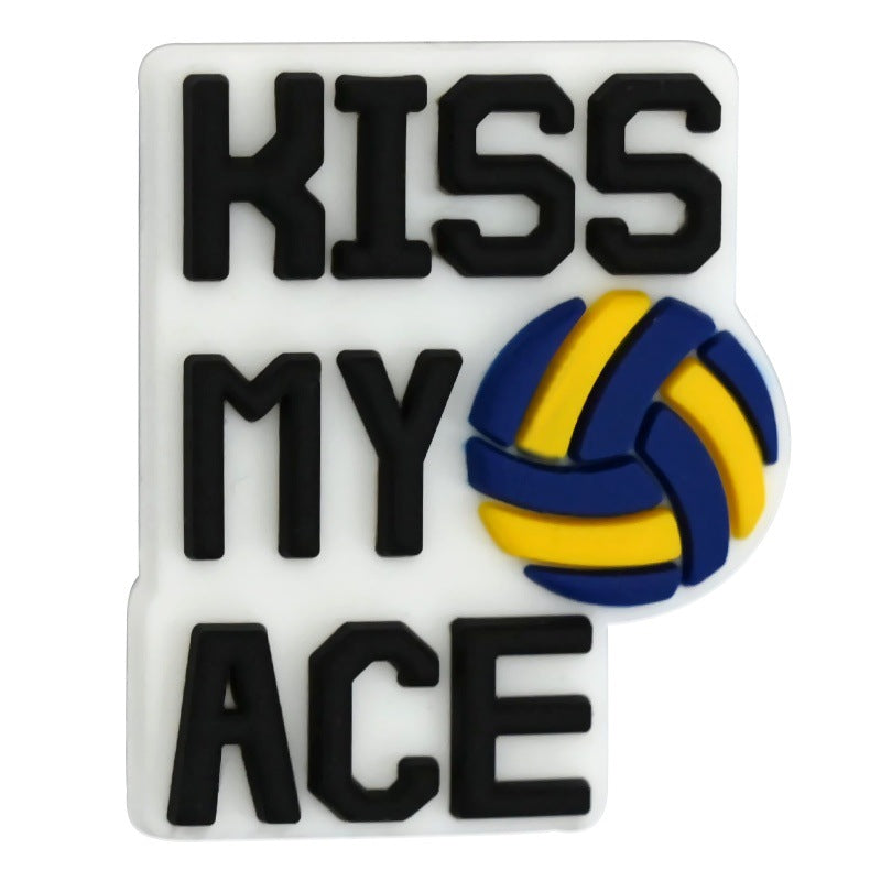 Wholesale Random 100pcs/pack PVC soft rubber perforated beaded accessories for ball sports series   Focal Beads