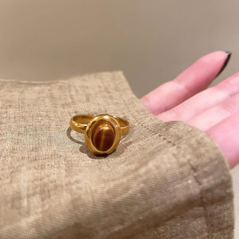 Wholesale Golden Sunflower Tiger Eye Ring
