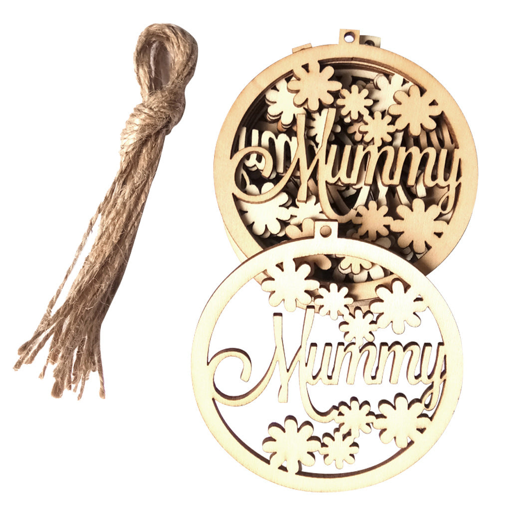 Wholesale of 10pcs/pack Wooden Mother's Day and Father's Day Wooden Pendants