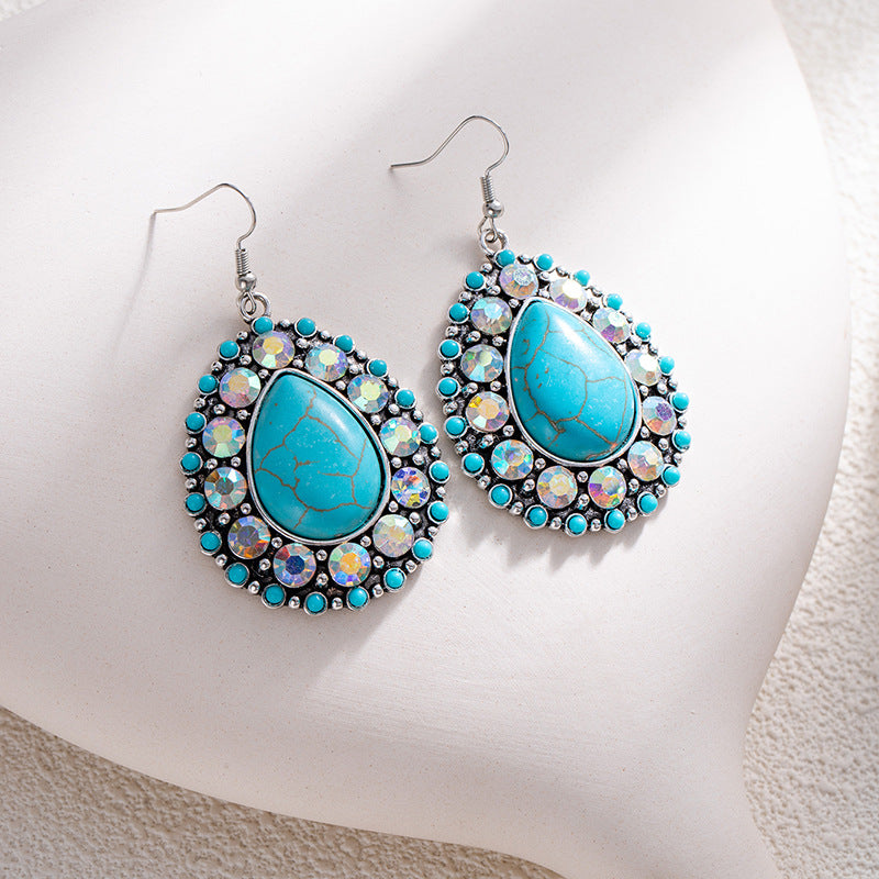 Wholesale Bohemian style turquoise flower earrings