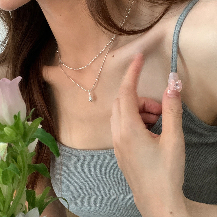 Wholesale Double-layer necklace teardrop pendant clavicle chain
