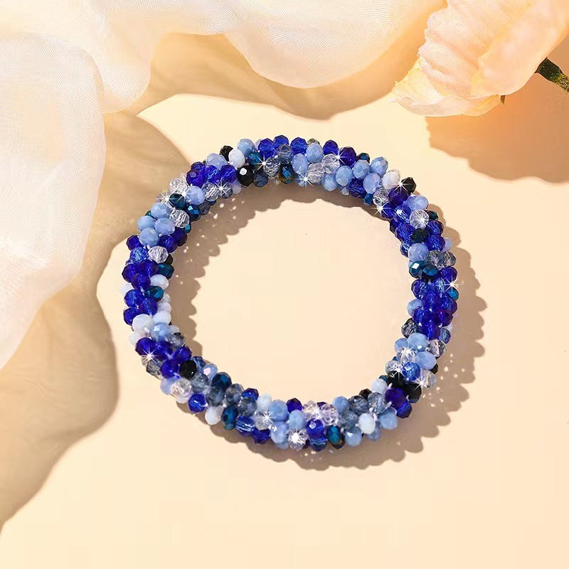 Wholesale Sequin Crystal Color Elastic Rubber Band Bracelet Dual Use