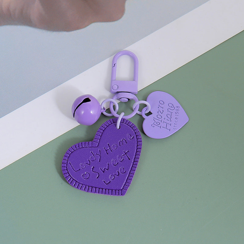Wholesale Heart-shaped PU leather engraved love leather keychain