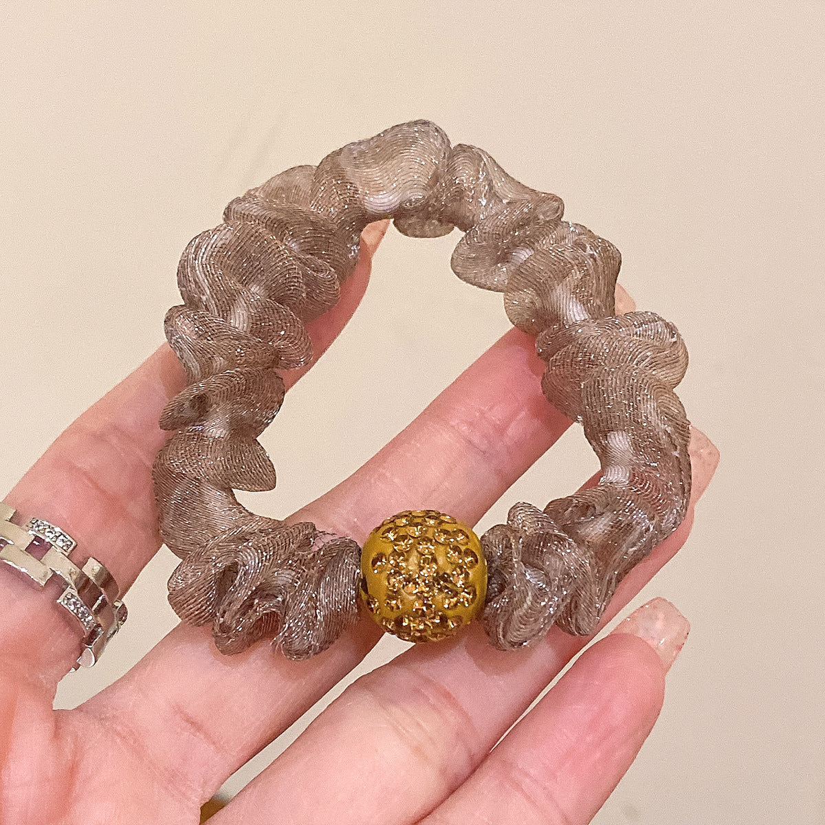 Wholesale leopard hair rope hair ring high sense rhinestone large women's hair accessories