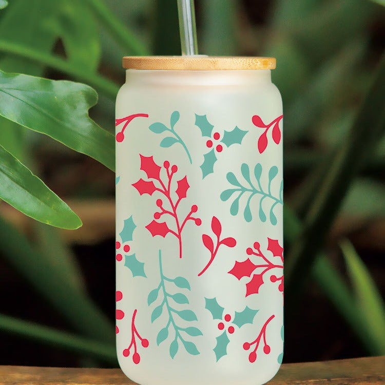 Wholesale Leaves Flowers Christmas Tree 16oz Cup UV DTF Wraps