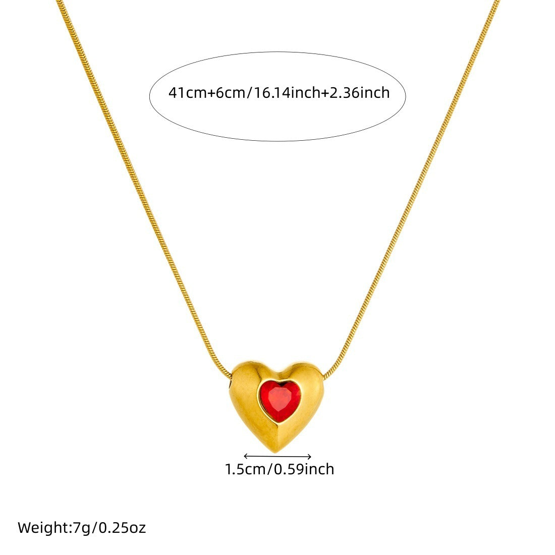 Wholesale Diamond-encrusted heart-shaped stainless steel necklace