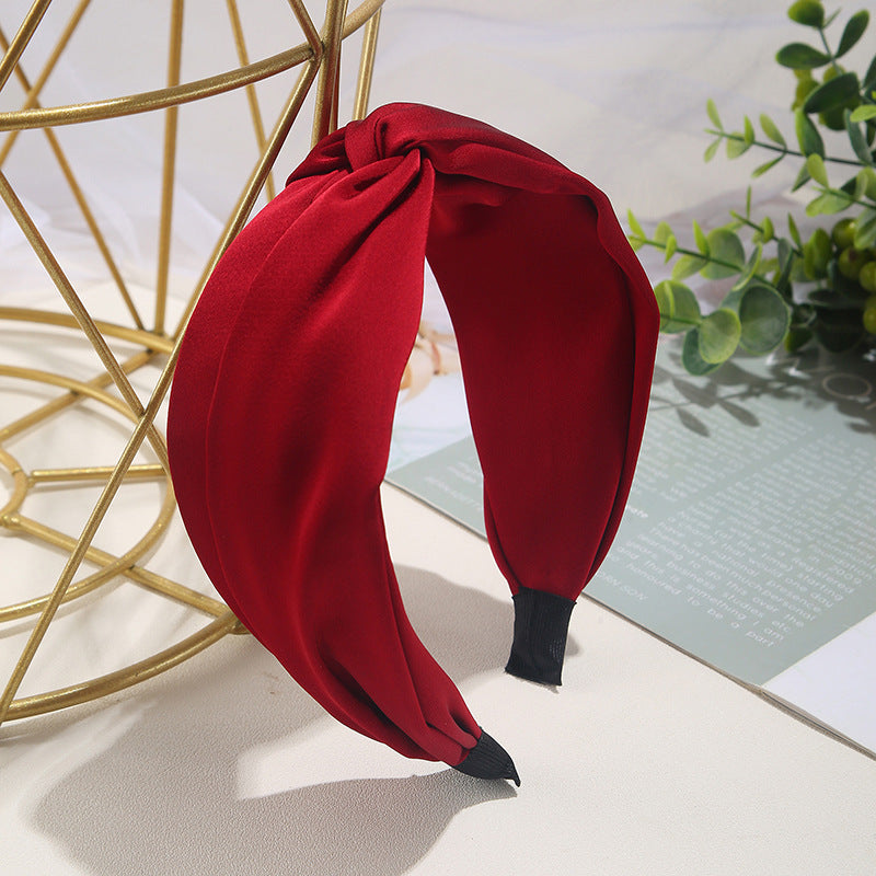 Wholesale Solid Color Knotted Fabric Wide Edge Headband