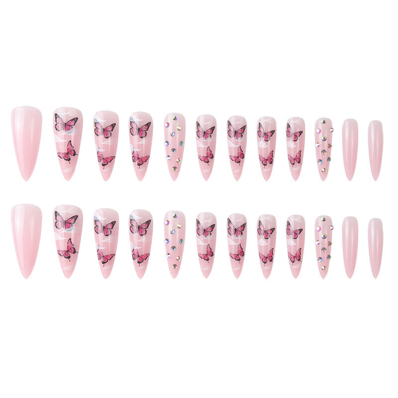 Whoelsale Long Pointed Nail, Broken Diamond, Butterfly, Plastic Wearing Nail Art