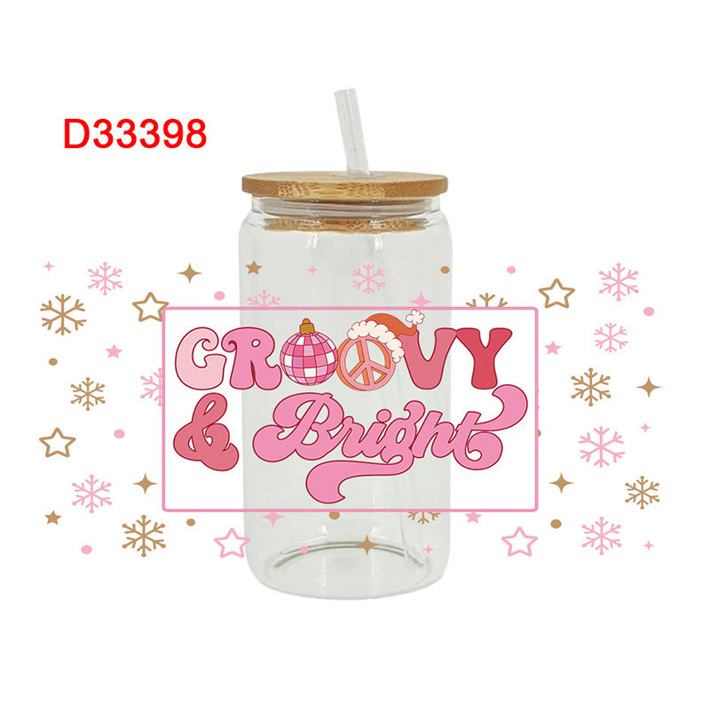 Wholesale Cute Christmas tree 16oz Cup UV DTF Wraps