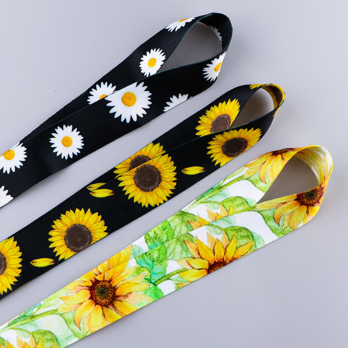 Wholesale Sunflower Card Holder Ribbon Polyester Phone Lanyard Keychain