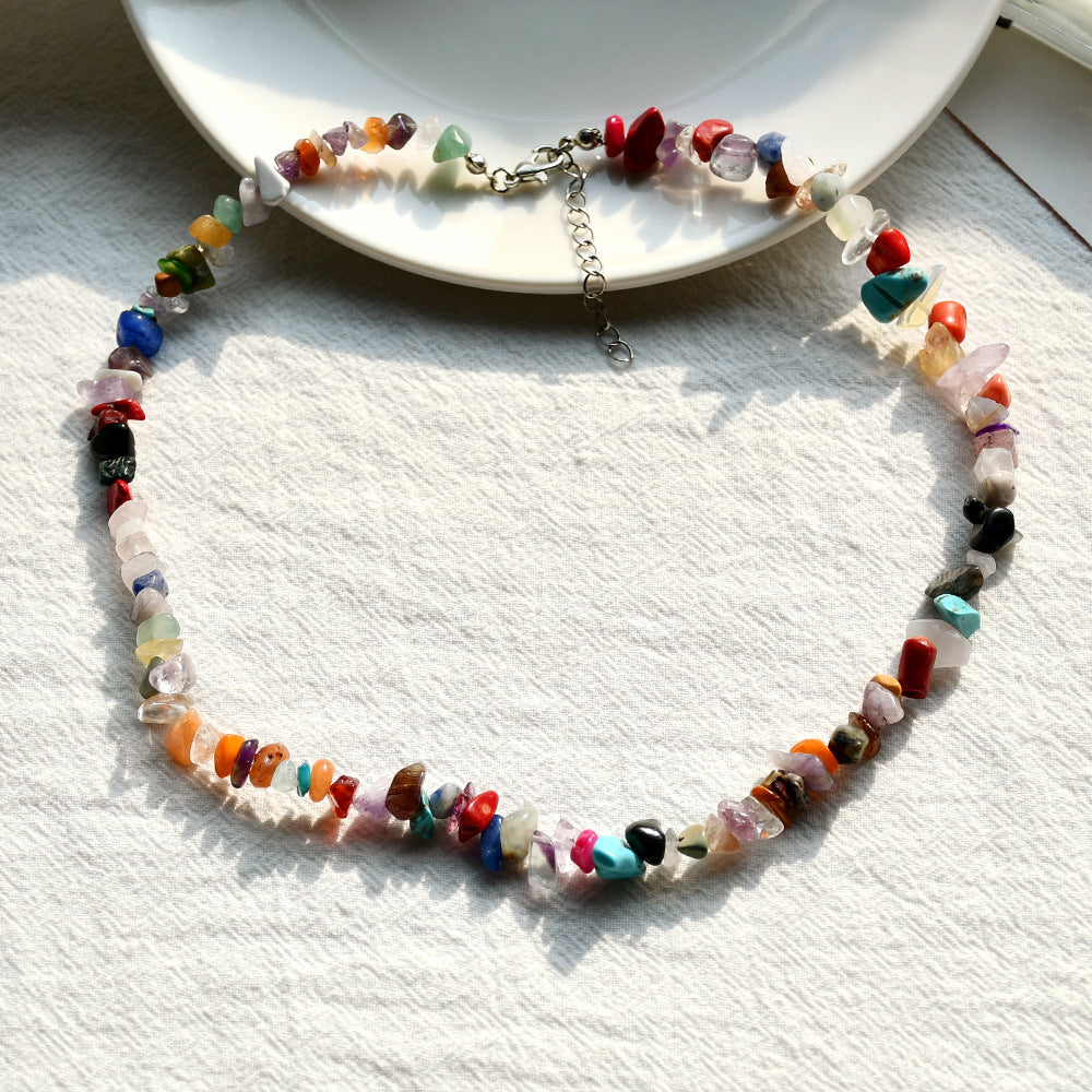 Wholesale Summer beach wind color crystal gravel necklace