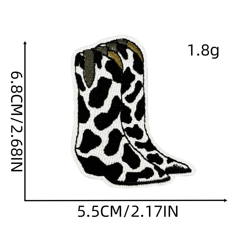 Wholesale Trendy Cow Embroidery Patch Cute Black White Cartoon Design With Lightning Heart For Clothing And DIY Craft Supply