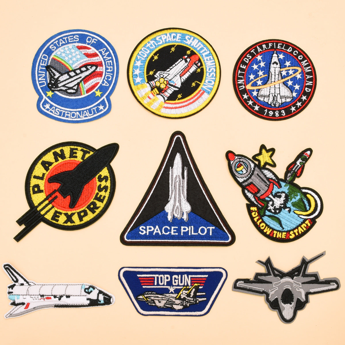 Wholesale Stylish Embroidered Airplane Rocket Cloth Patches Combo Set For Clothing DIY Craft Accessory