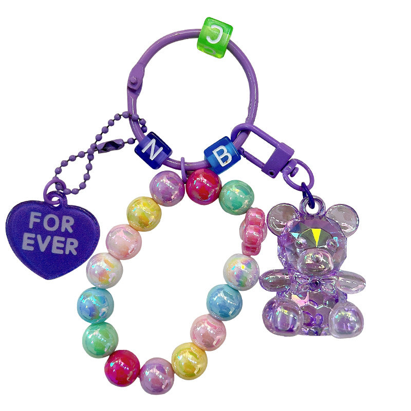 WholesaleDelicate Beaded Bear Seated Acrylic Keychain