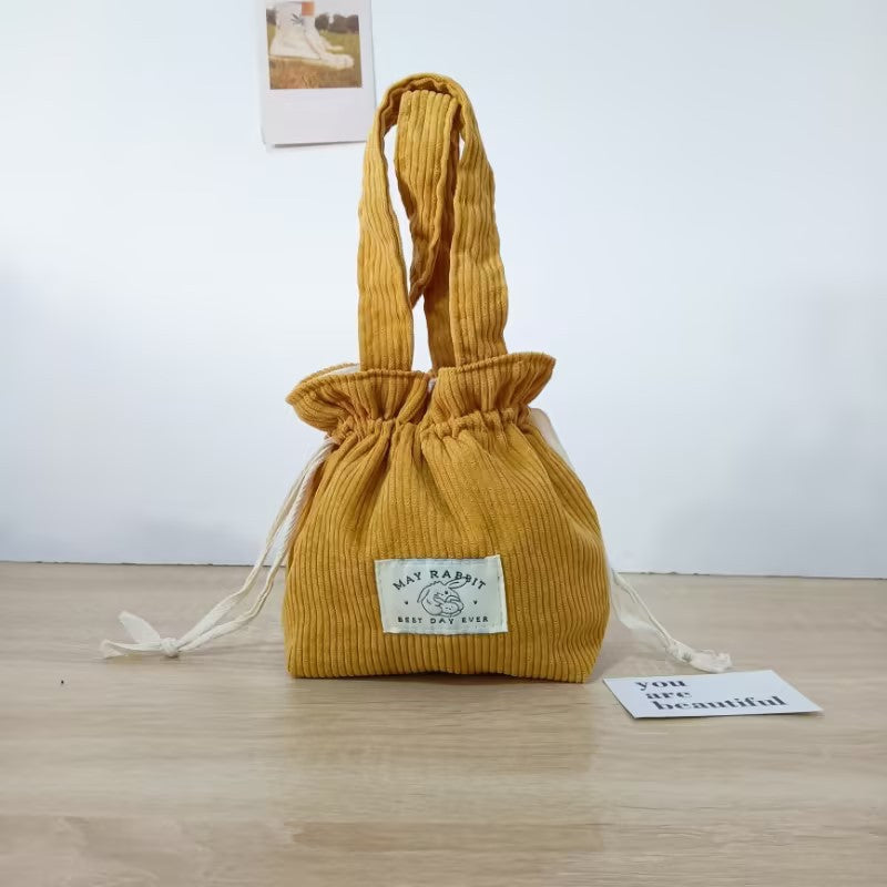 Wholesale Corduroy drawstring bag large capacity hand-held canvas bag