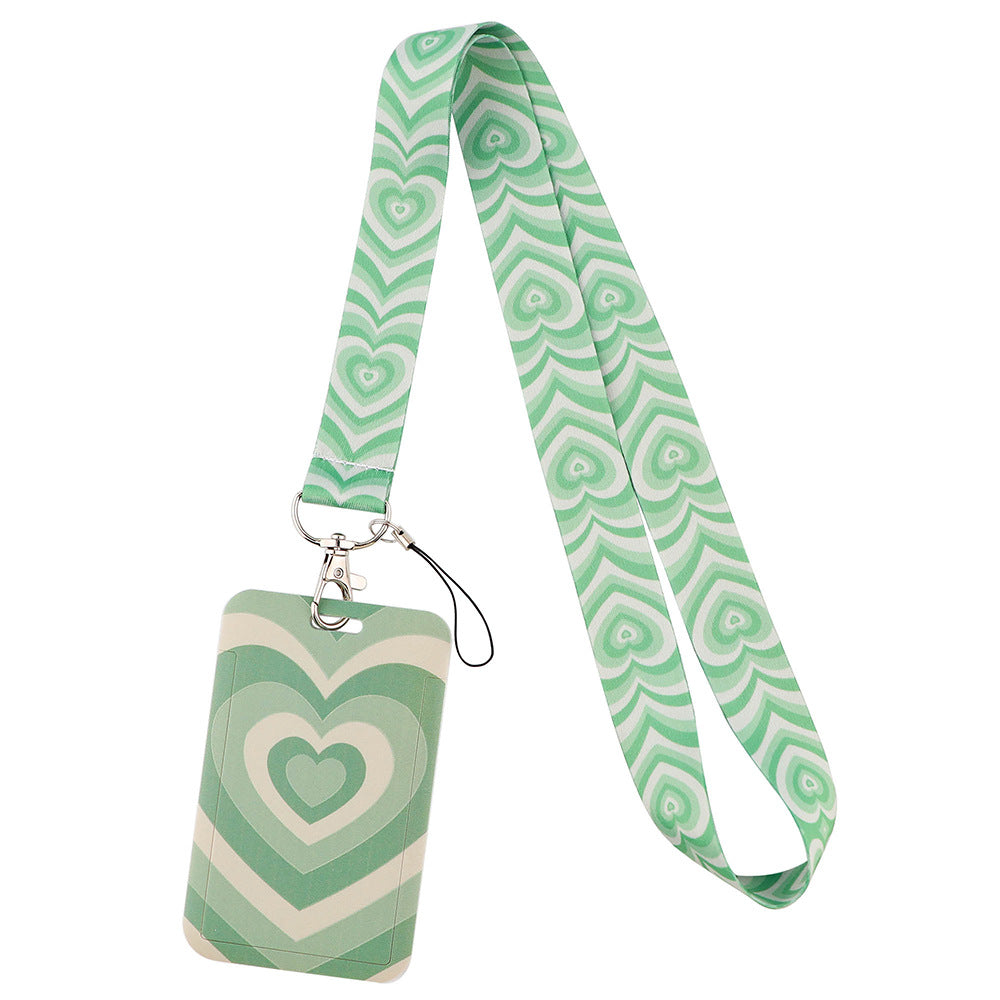 Wholesale Heart-shaped Love Mobile Phone Strap Meal Card Bus Access Control Work ID Brand Hard Shell Card Holder