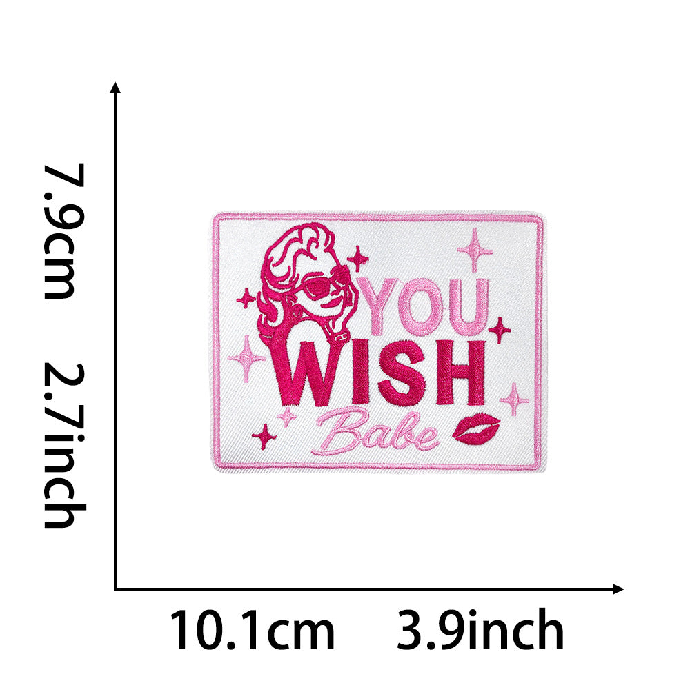 Wholesale Trendy 9 Styles Pink Plaid Letter Embroidered Patches DIY Iron On Applique For Shoes Hats Boutique Resale