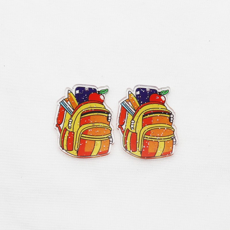 Wholesale 10pcs Back To School Theme Glitter Accessories FlatBack