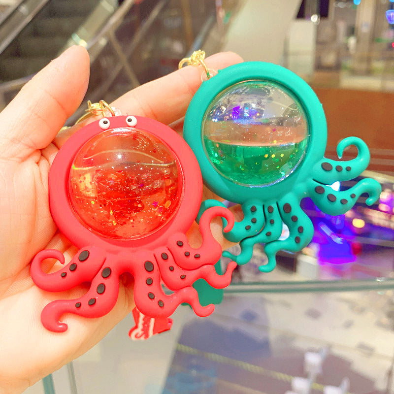 Llavero y llavero de botella de pulpo y botella de pulpo de PVC