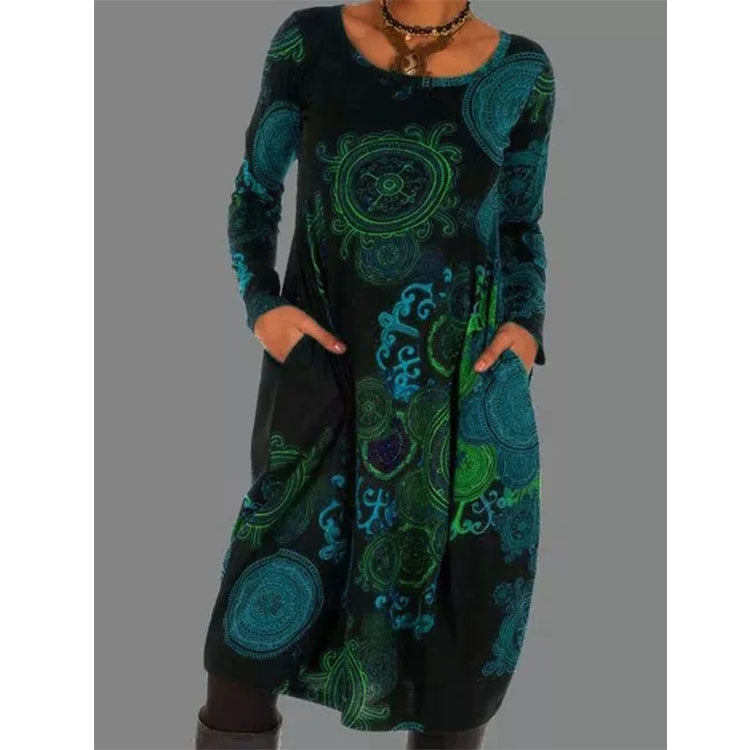 Wholesale Polyester Printed Ethnic Style Dresses