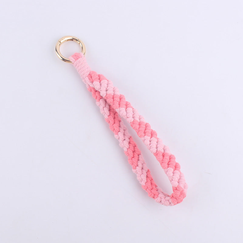 Wholesale Hand Woven Colorful Pattern Cotton Rope Keychain