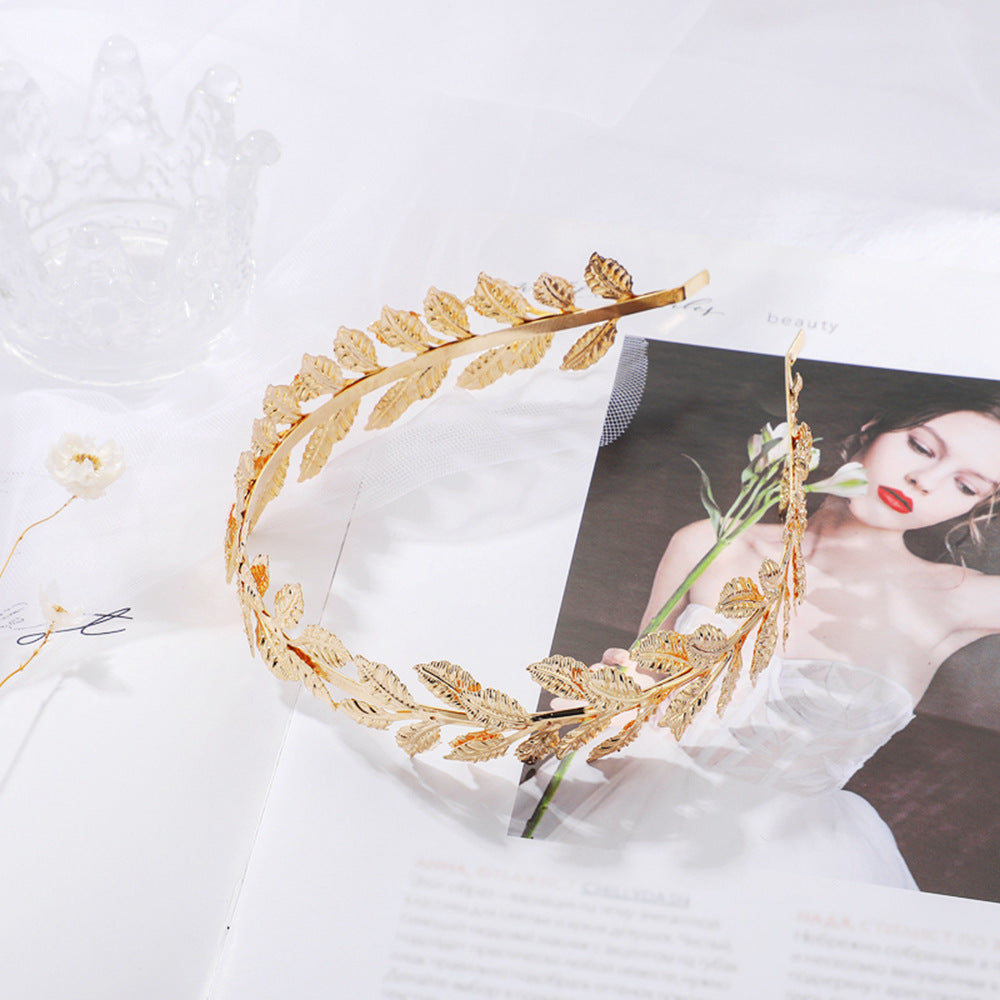 Diadema de hoja de oro barroco de aleación al por mayor