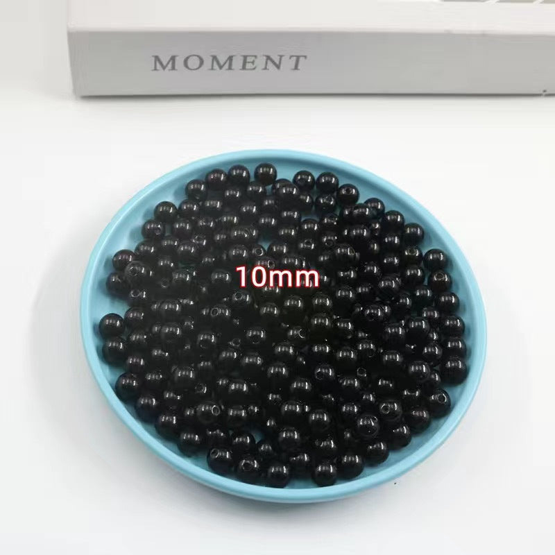 Wholesale Glazed Glass Imitation Obsidian Black Loose Beads 6Mm Round For DIY Jewelry Making Fashion Accessory Boutique Resale
