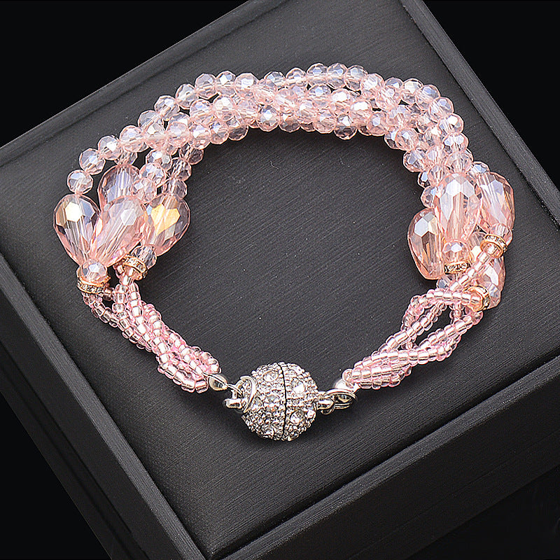 Wholesale Rhinestone Magnetic Clasp Teardrop-shaped Crystal Bracelet Necklace