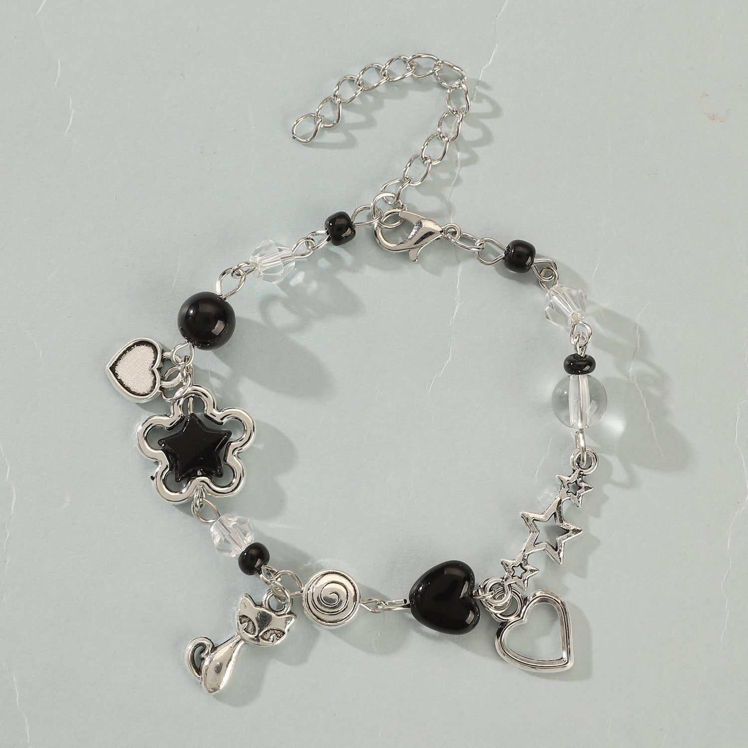 Wholesale Spice Punk Hollow Pentagram  Heart Bracelet