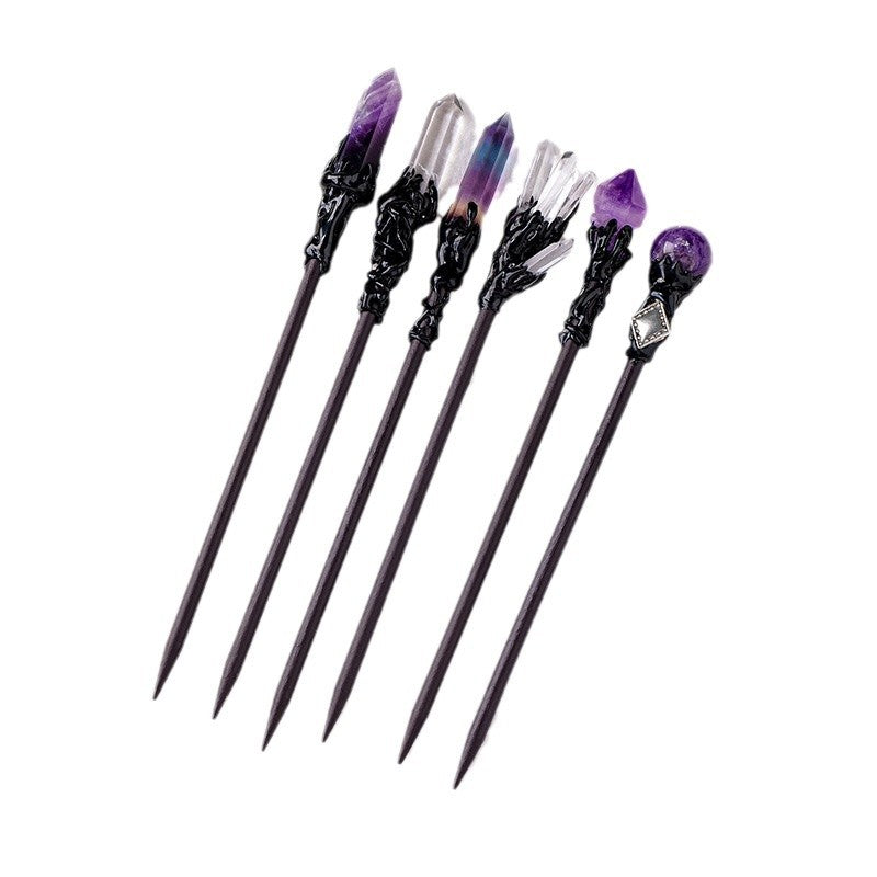 Wholesale New natural crystal column crystal stone diy fairy stick hairpin antique props accessories