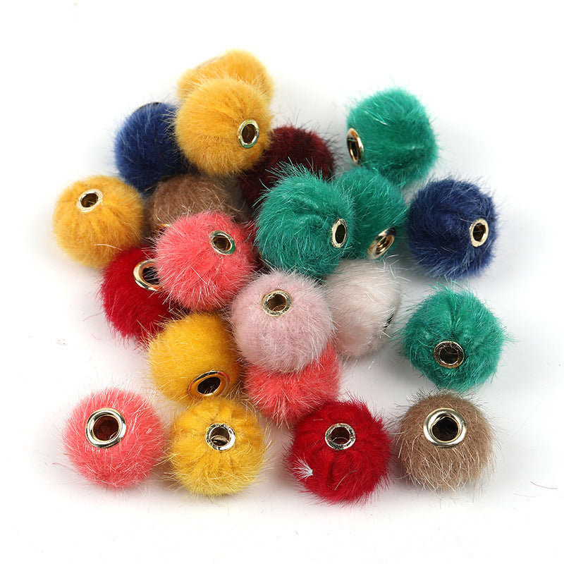 Wholesale Randpm 100 pcs/pack Imitation rabbit fur large-pore leopard print plush pom-pom Fuzzy Beads
