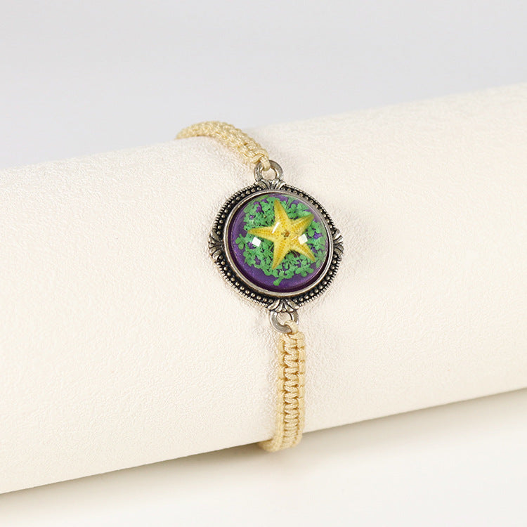 Wholesale 12pcs Wax Rope Vintage Starfish Natural Resin Bracelet