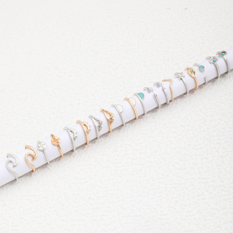 Wholesale Vintage Sun Eye Arrow Moon Sapphire Ring Set