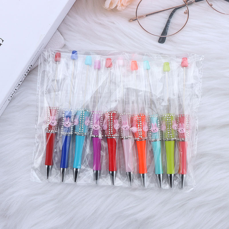 Wholesale 50pcs DIY Sugar White Rabbit Beads Dream Chasing Dream Cute Rabbit Beads Round Beads Cute Pen