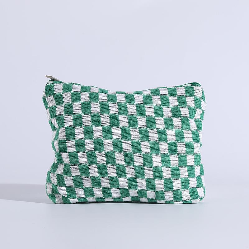 Wholesale Checkerboard Wool Cosmetic Bag