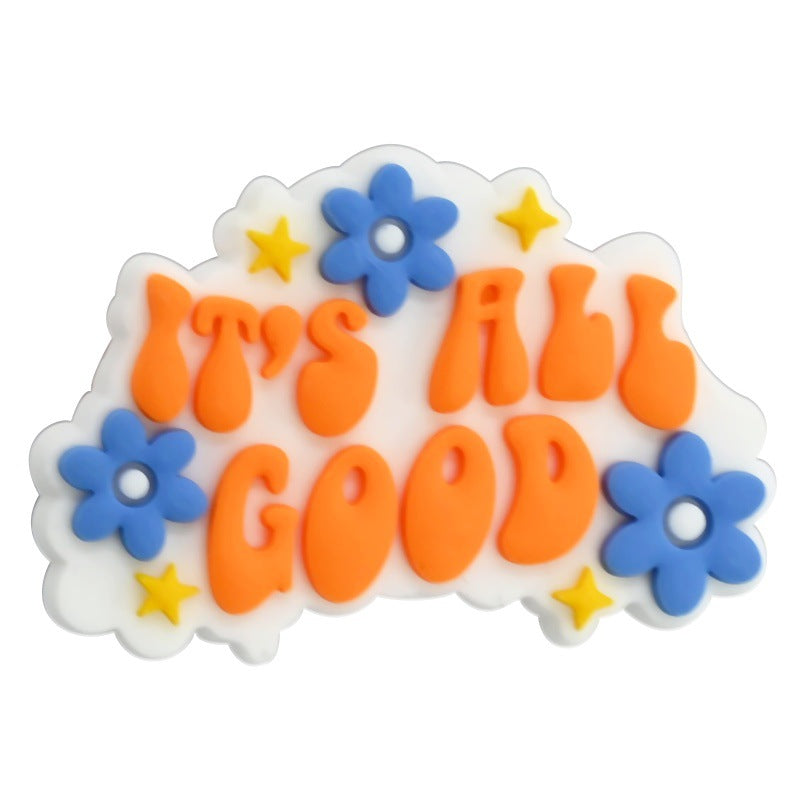 Wholesale Random 10pcs cartoon PVC soft thick patch perforated DIY beads Focal Beads