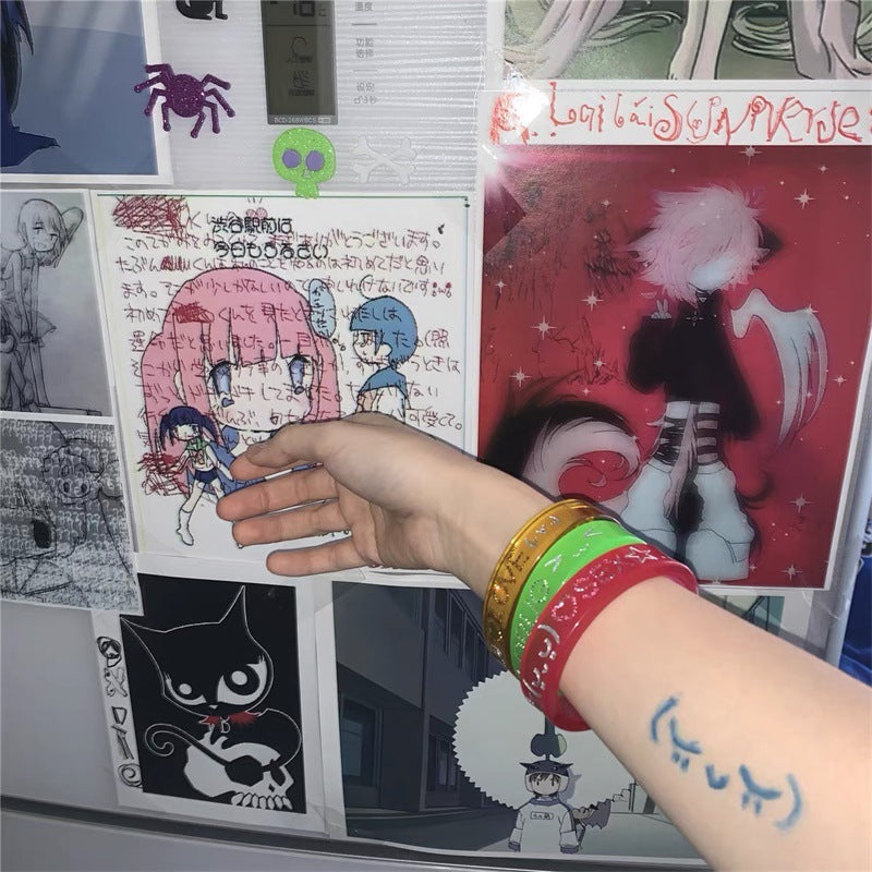 Wholesale 10PCS Autumn and Winter Stackable Resin Inlaid Diamond Colorful Open Bracelets