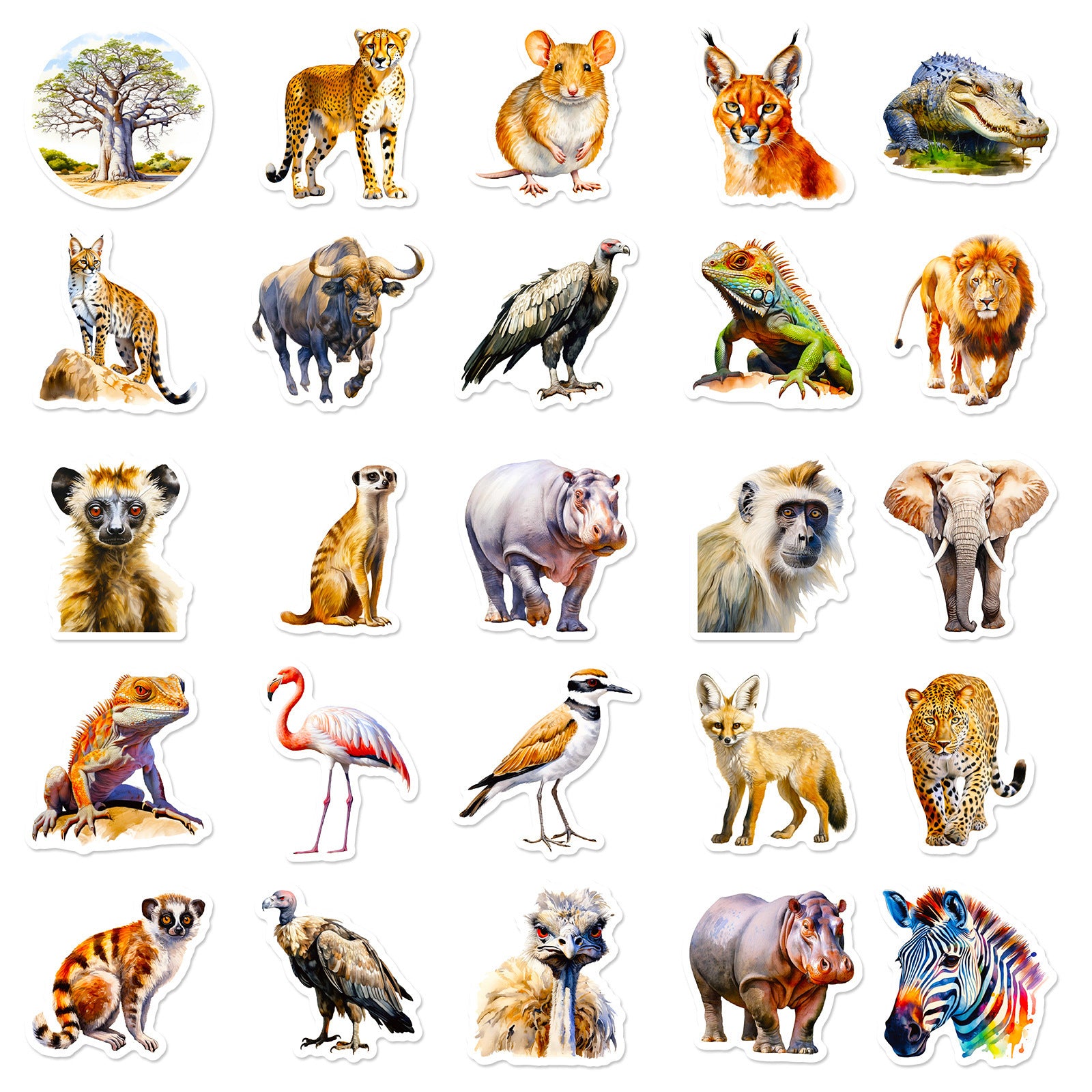 Wholesale 50PCS/ PACK realistic African animal personalized DIY stickers