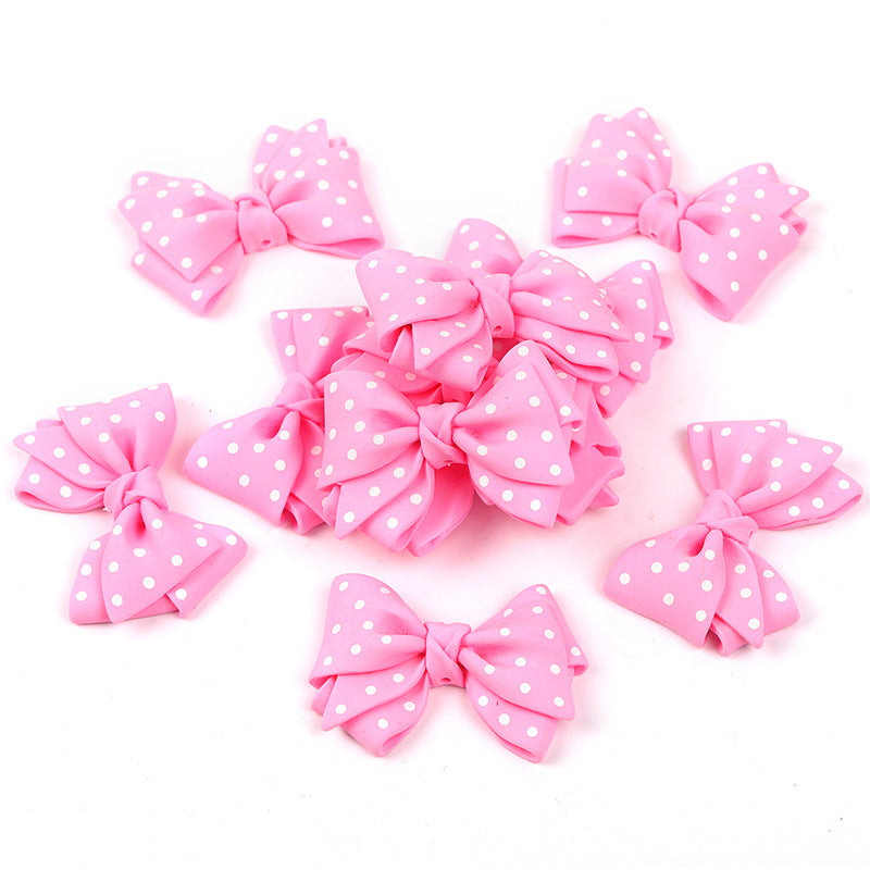 Wholesale  25pcs/pack  Large Polka Dot Bow Straight Hole Beads Acrylic Beads