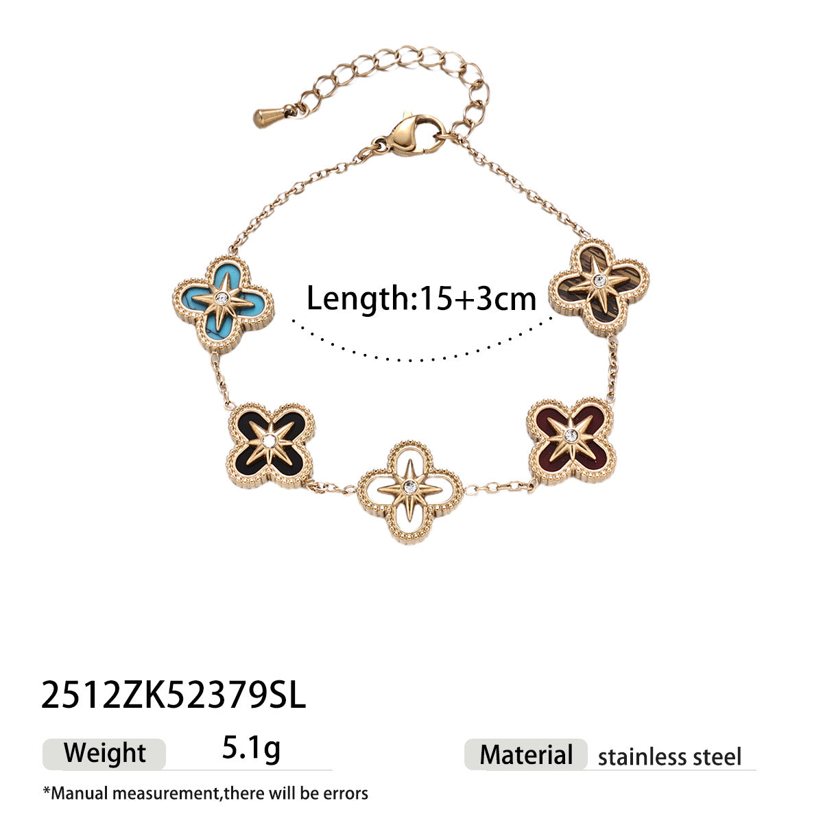 Wholesale Bracelet Light Luxury Niche Flower Four-Leaf Clover Heart Titanium Steel Bracelet Women' s