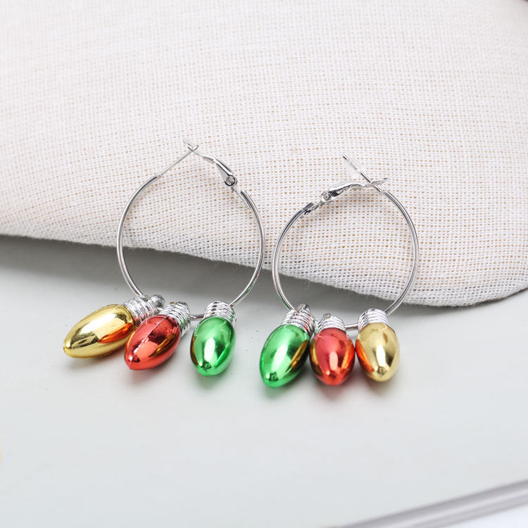 Wholesale Zinc Alloy Drip Oil Christmas Earrings And Necklace Set With Tree Bell Pendants Trendy Gift