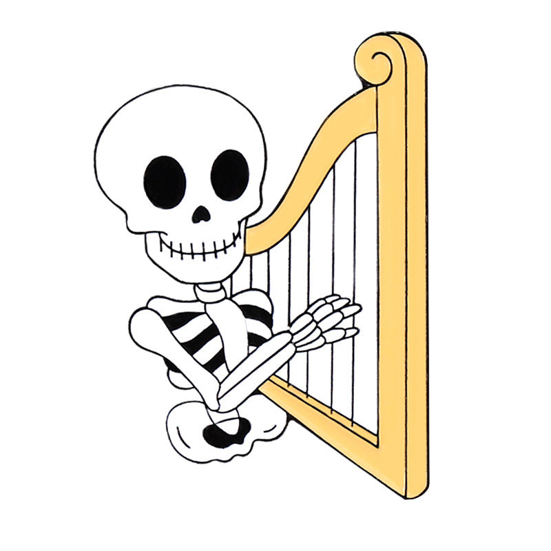 Wholesale Creative Mariachi Cute Skeleton Playing Instrument Alloy Brooch