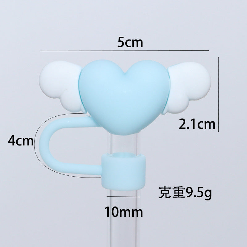 Wholesale 10mm cartoon color love straw cap cup accessories