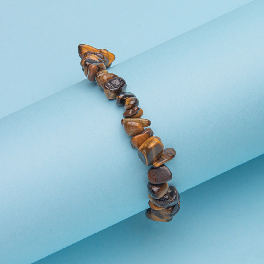 Wholesale natural stone crystal agate colorful gravel elastic bracelet