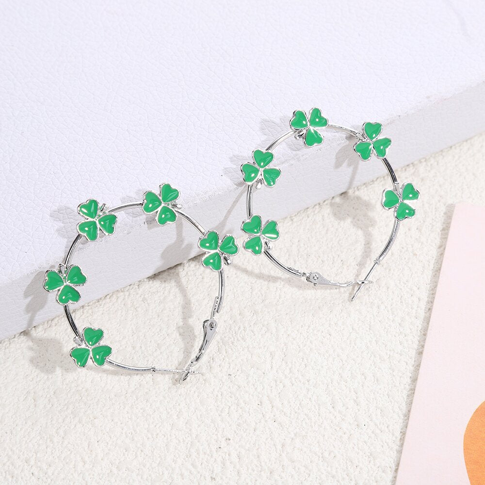 Wholesale Exaggerated three-leaf clover earrings