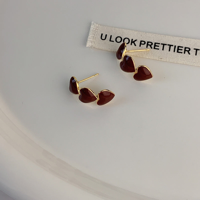 Wholesale Valentine's Day Vintage Red Love Heart Earrings